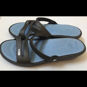 Crocs Slide Sandals Gray & Blue Size 10